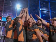 Tantrum's team hoist the Giant Nut.