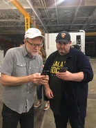 Greg aaron bts.png (2.38 MB) Greg Munson with showrunner Aaron Catling.