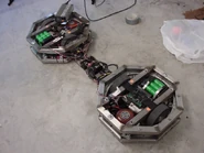 Inside both robots which made up Evil Twins.