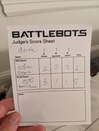 Judge's score sheet for CC 5,0