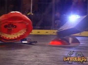 Shish-ka-bot is sent flying from the killsaws.