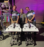 The Twins backstage with Pete Abrahamson.