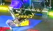 BattleRat lifts Junkyard Offspring towards the spikestrip.