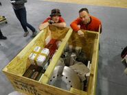 Warhead in its crate during filming for World Championship I