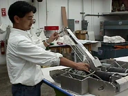 Grant Imahara testing Deadblow's arm.