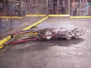 RoboLoco gets pushed into the spikestrip