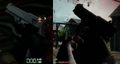 A comparison of the black M9 (right) and the silver M93R (left) in Battlefield: Bad Company 2.