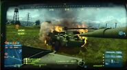 Player in an M1128 looking at a destroyed M1128