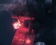 The warship exploding