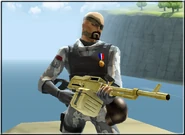 A National Army Gunner holding the Golden PKM.