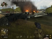 The wrecked A-10 Thunderbolt, as seen on the P4F map Basra.