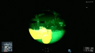 Viewing through the IRNV Scope. Note the different scope reticle as well as the Range Finder.
