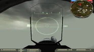 First person view of guns reticle in the cockpit