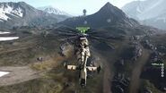 An attack helicopter high above the map.