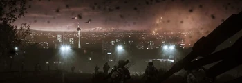 Misfit 1-3 and other Marines rushing down a hill towards Tehran.