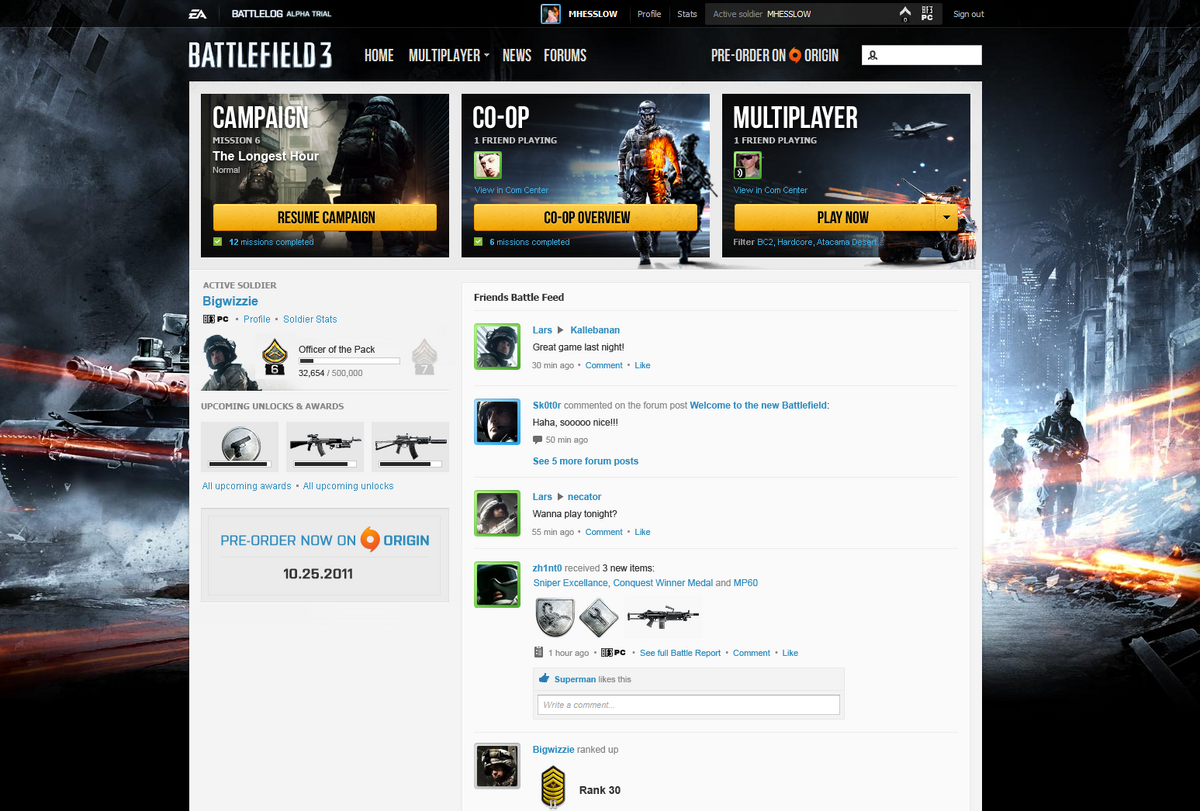 Battlefield 4, Battlelog, Commander App and Missions