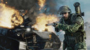 The US Army Engineer in an early screenshot for Battlefield: Bad Company 2.