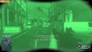 The player's view with the Night Vision Goggles active