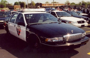 A Chevrolet Caprice police cruiser in reality.