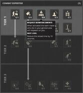 Request Reinforcements highlighted in the Assault's Combat Expertise training options