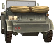 A rear view of the National Army Jeep