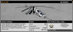 The Mi-24 Hind's in-game description.