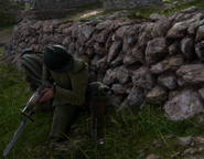 Italian soldiers taking cover