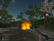 The Type 100 Flame Thrower firing