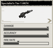 The stats for the Specialist's Tier 1 AK-74.