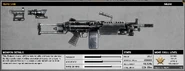 The M249 SAW's in-game description and stats evaluation.
