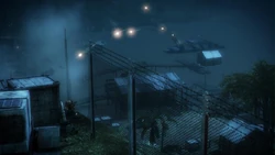 The Mark V firing its rockets in Valparaiso in Battlefield: Bad Company 2's Onslaught mode