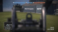 The M249's iron sights.