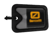 Bottom of the dog tag on the tagger. With the name Demize99, one of the games developers.