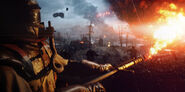 Promotional art depicting a Flame Trooper on St. Quentin Scar