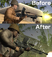 Comparison between Battlefield 1942 (top) and Battlefield Vietnam World War II Mod (bottom).