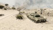 A T-90 MBT in a defensive position at Arica Harbor