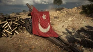 Ottoman howitzer covered with Ottoman flag