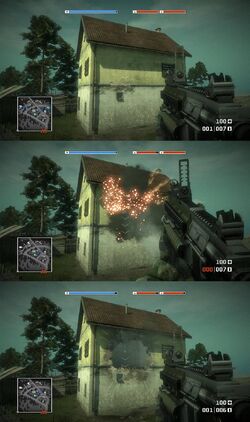 A demonstration of destruction in Battlefield: Bad Company.
