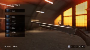 Weapon customization screen, featuring the 