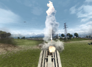M142 firing rocket volleys.