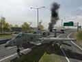 An A-10 uses a freeway as a makeshift landing strip on Operation Road Rage.