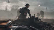 A French soldier brawls with a German soldier during the opening of Storm of Steel.