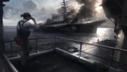 Concept art of the damaged USS Titan
