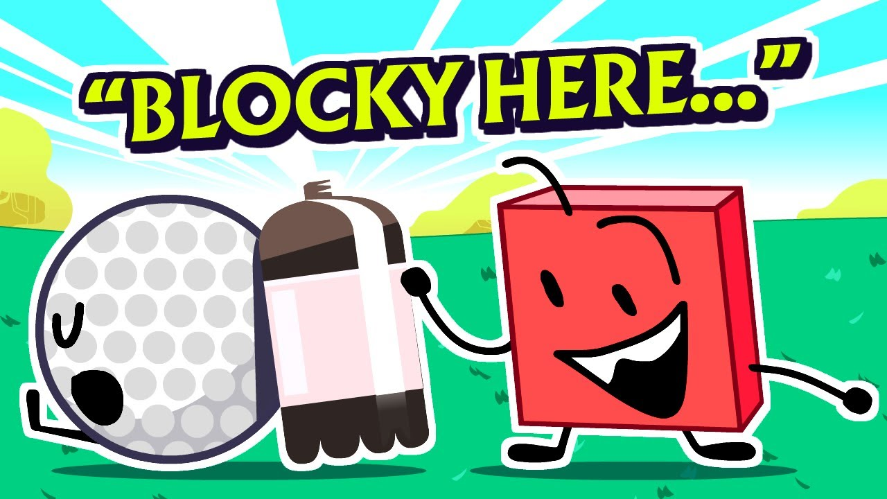 Cartoon character blocky from battle for dream island