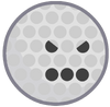 Golf ball face angry Devil scared mouth And eyes