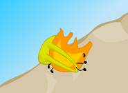 Firey climbs up the mountain