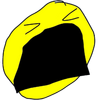 Yellow face frown eyes closed forcing 2 talk 3