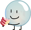Bubble holding regular cake.