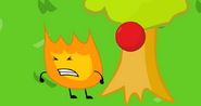 Firey slaps a tree and a red ball appears.