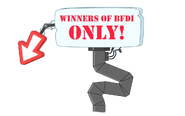 "Winners of BFDI ONLY!" sign